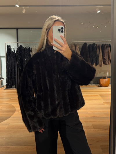 Vilma faux fur jakke mørkebrun