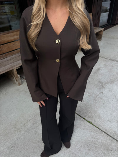 Mia blazer mørkebrun