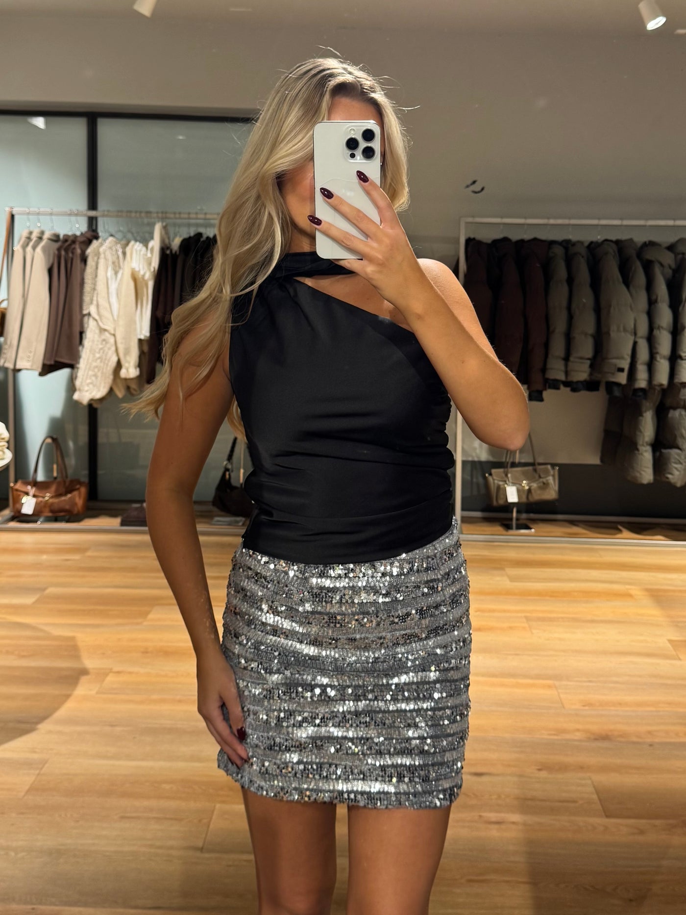 Teresa glimmer nederdel sølv