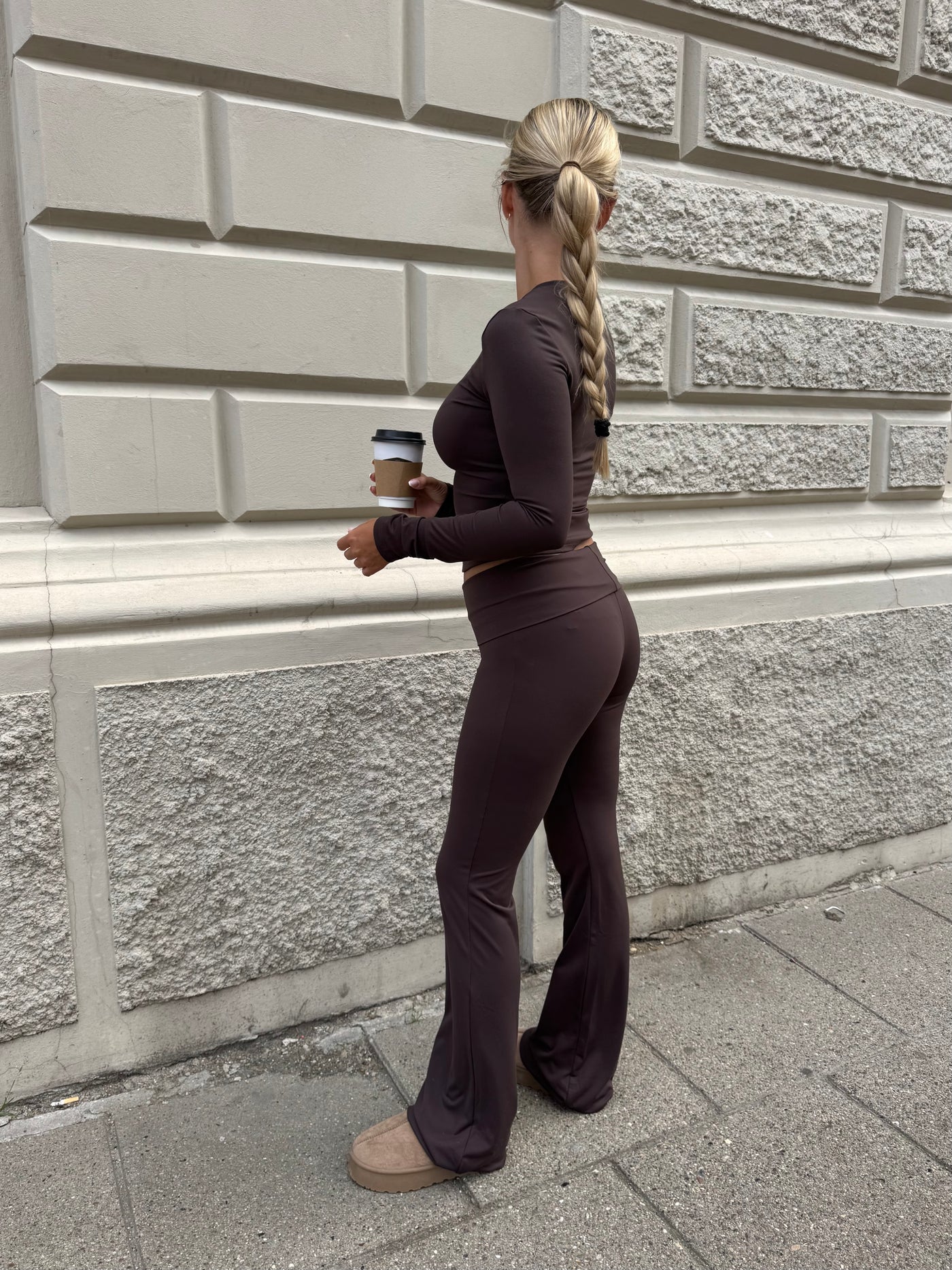 Line leggings mørkebrun