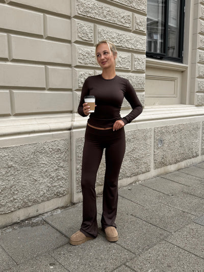 Line leggings mørkebrun