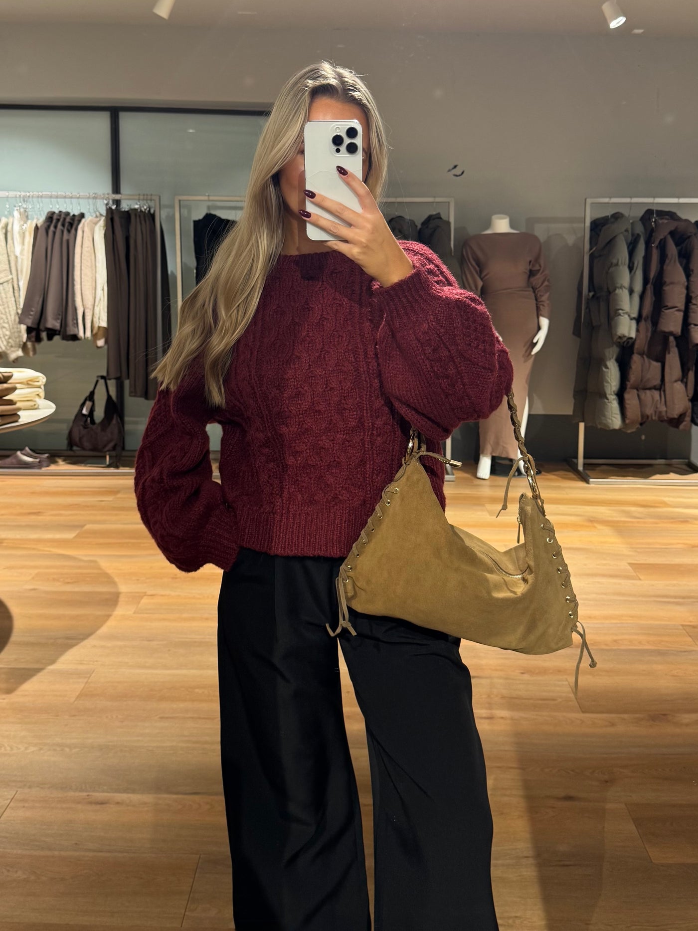 Helena striktrøje bordeaux