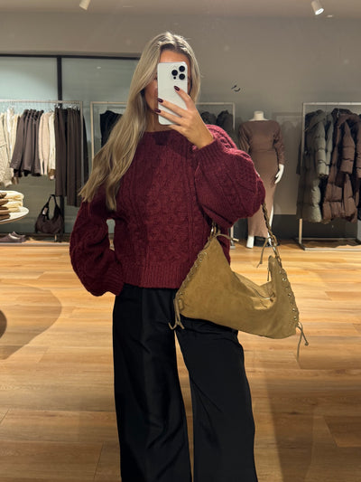 Helena striktrøje bordeaux