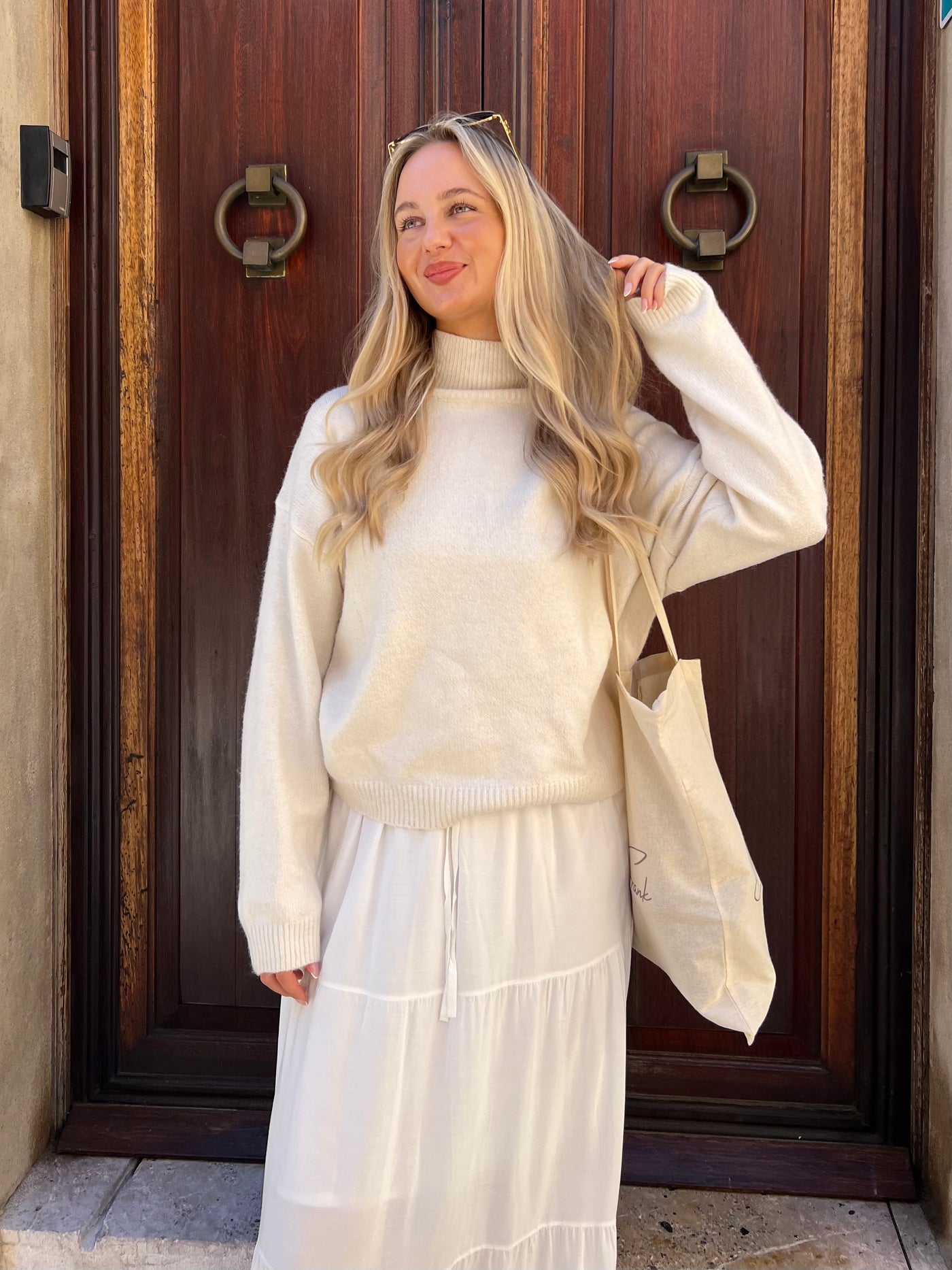 Michelle striktrøje beige