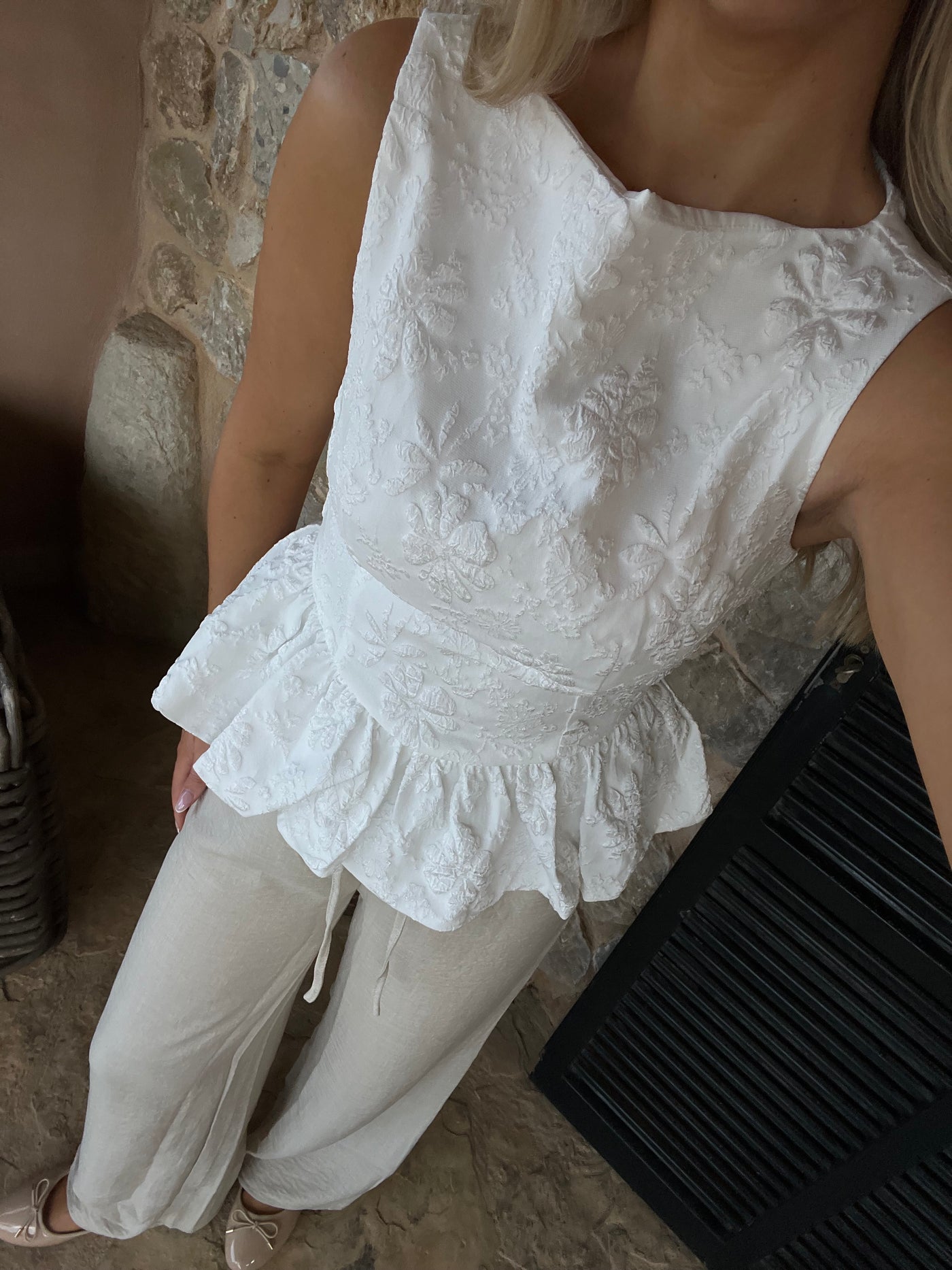 Chloe peplum top hvid