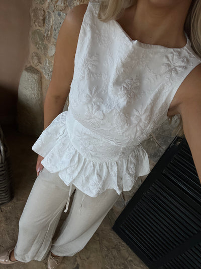 Chloe peplum top hvid