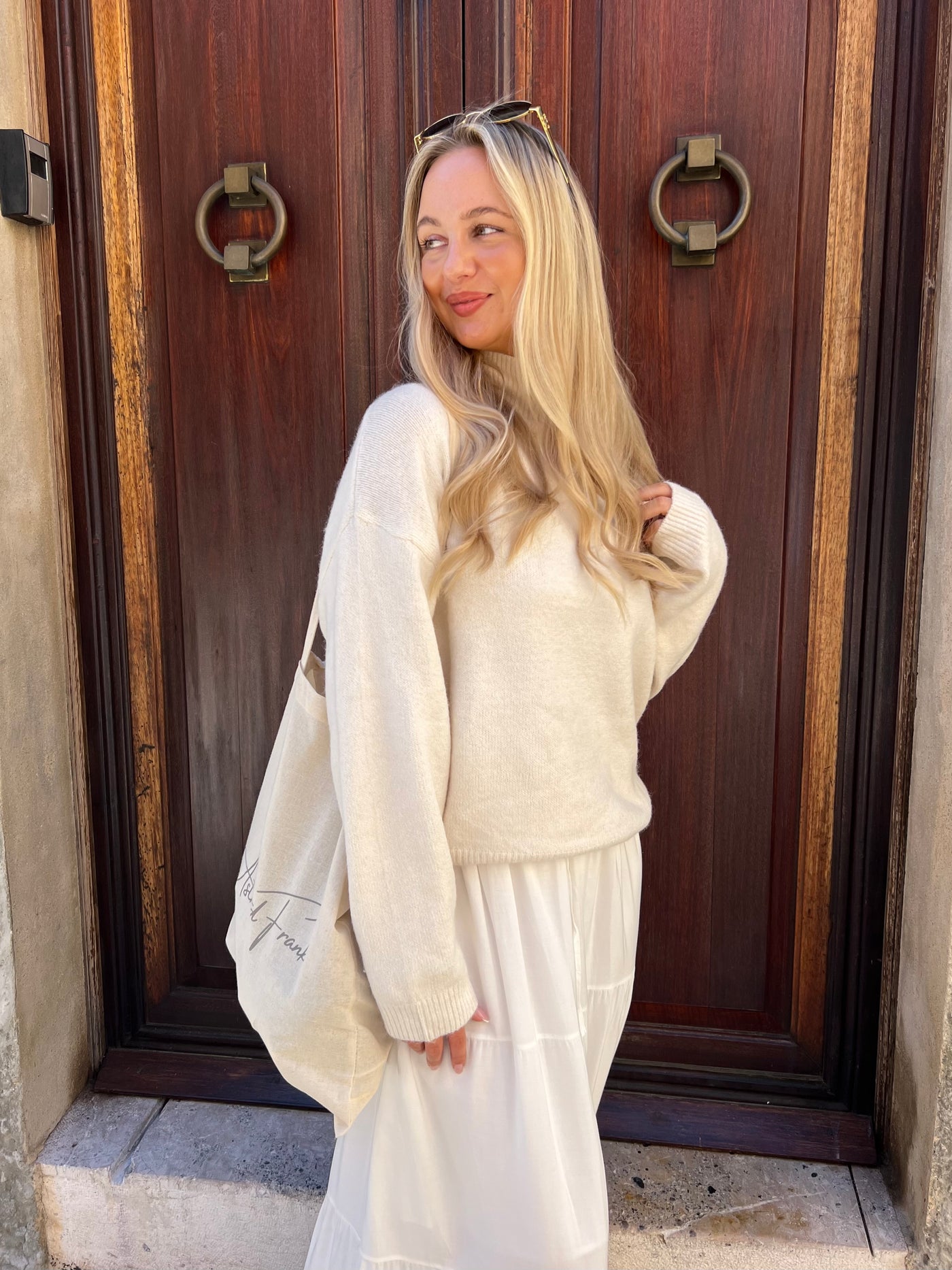 Michelle striktrøje beige
