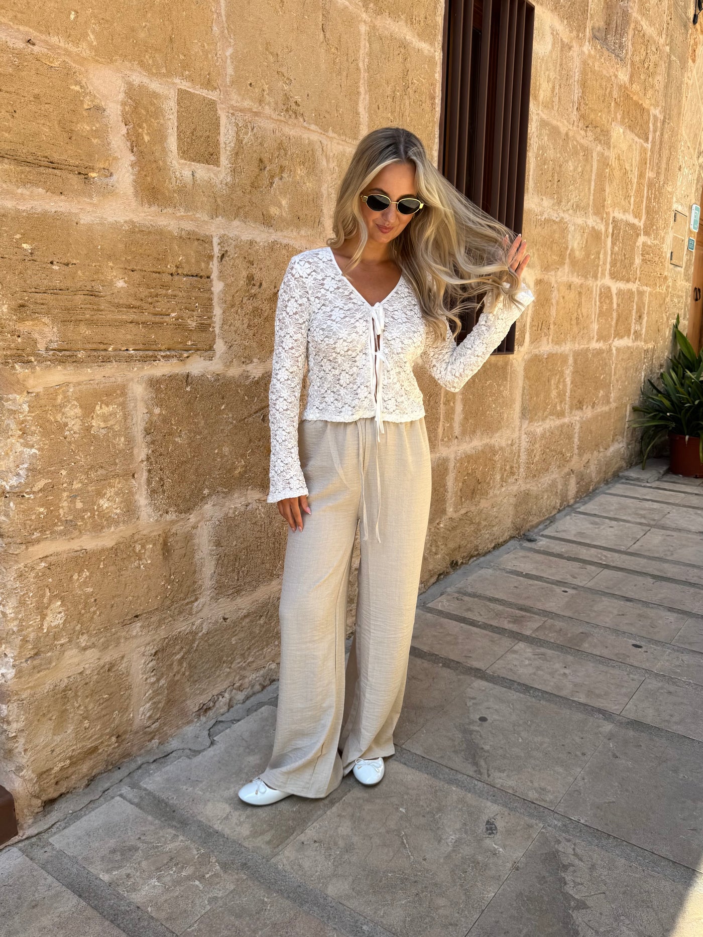 Sara bukser beige FORUDBESTILLING