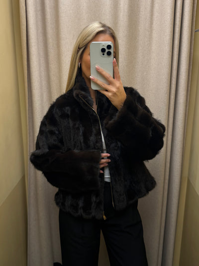 Vilma faux fur jakke mørkebrun