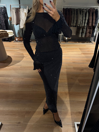 Angela glitter bluse sort