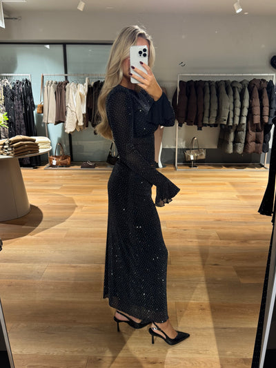 Angela glitter bluse sort