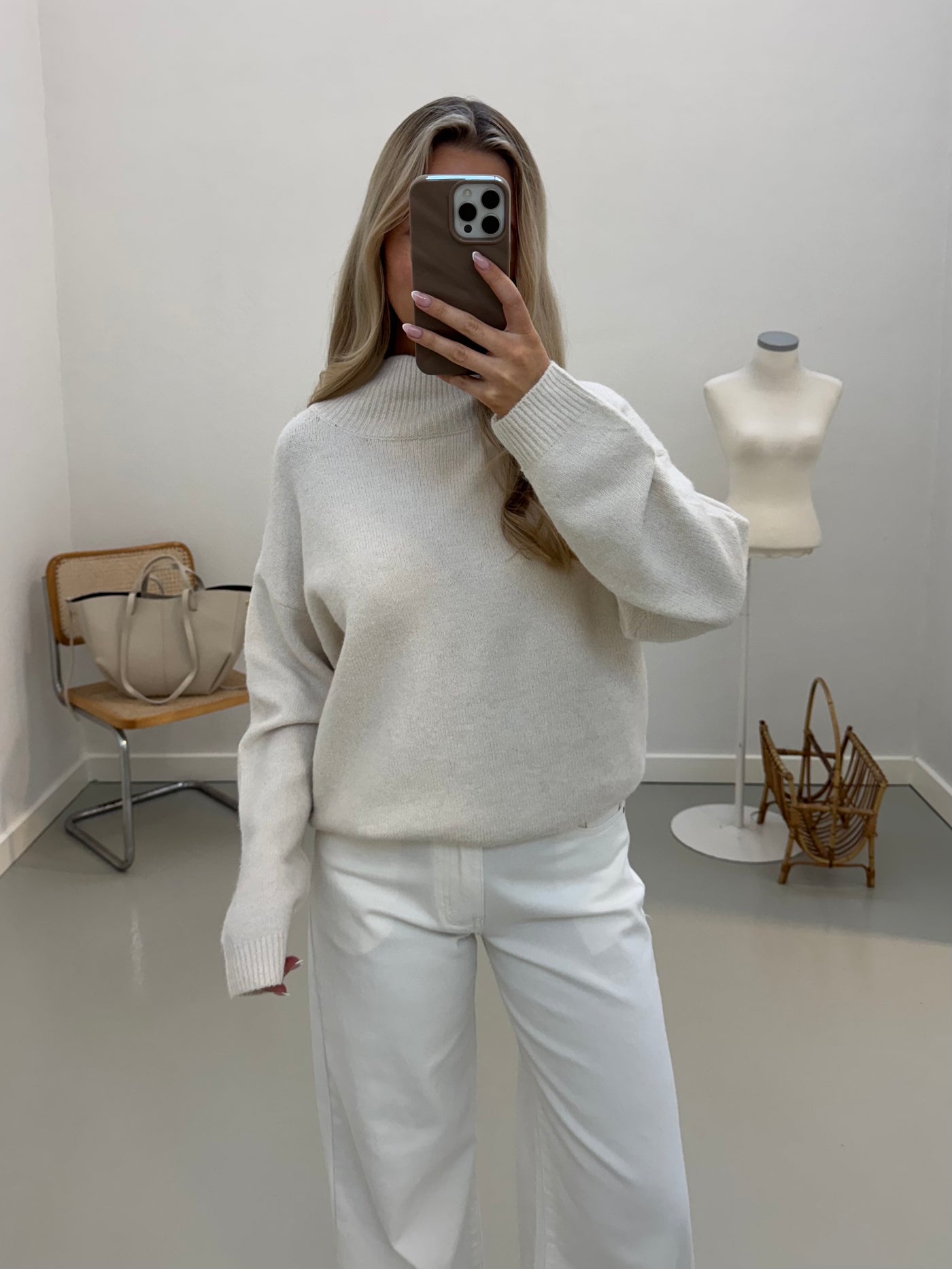 Michelle striktrøje beige