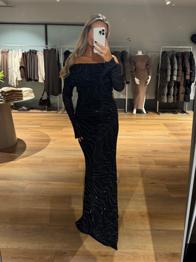 Nicole glitter kjole sort FORUDBESTILLING