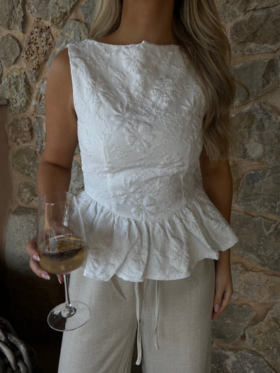 Chloe peplum top hvid