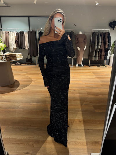 Nicole glitter kjole sort FORUDBESTILLING