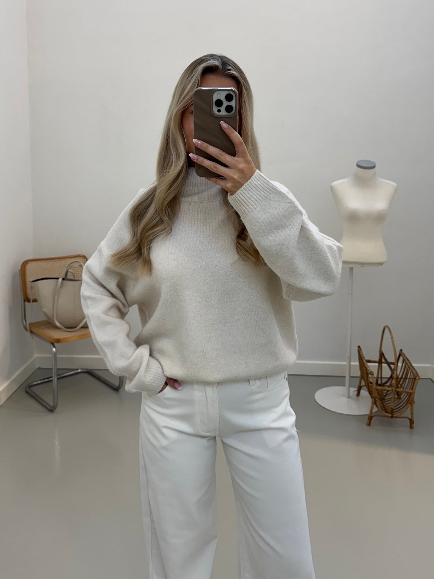 Michelle striktrøje beige