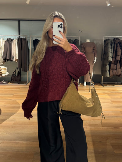 Helena striktrøje bordeaux