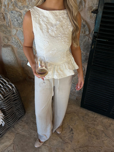 Chloe peplum top creme
