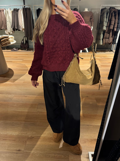 Helena striktrøje bordeaux