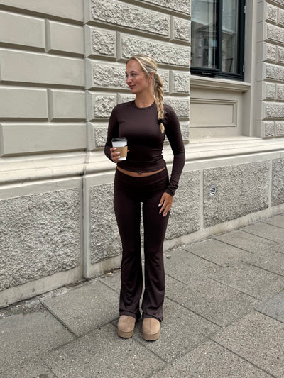 Line leggings mørkebrun