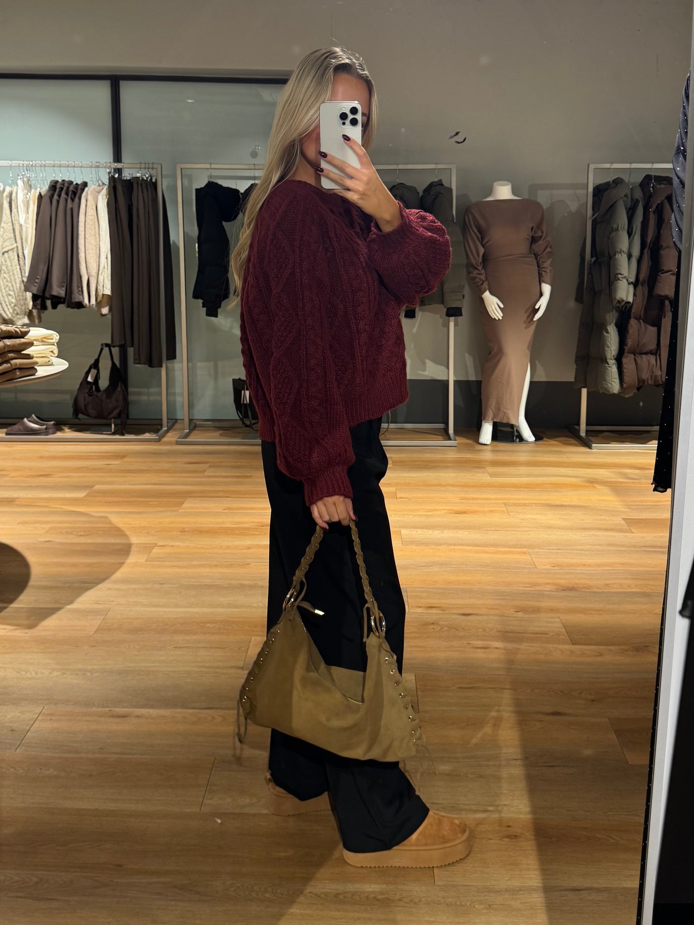 Helena striktrøje bordeaux