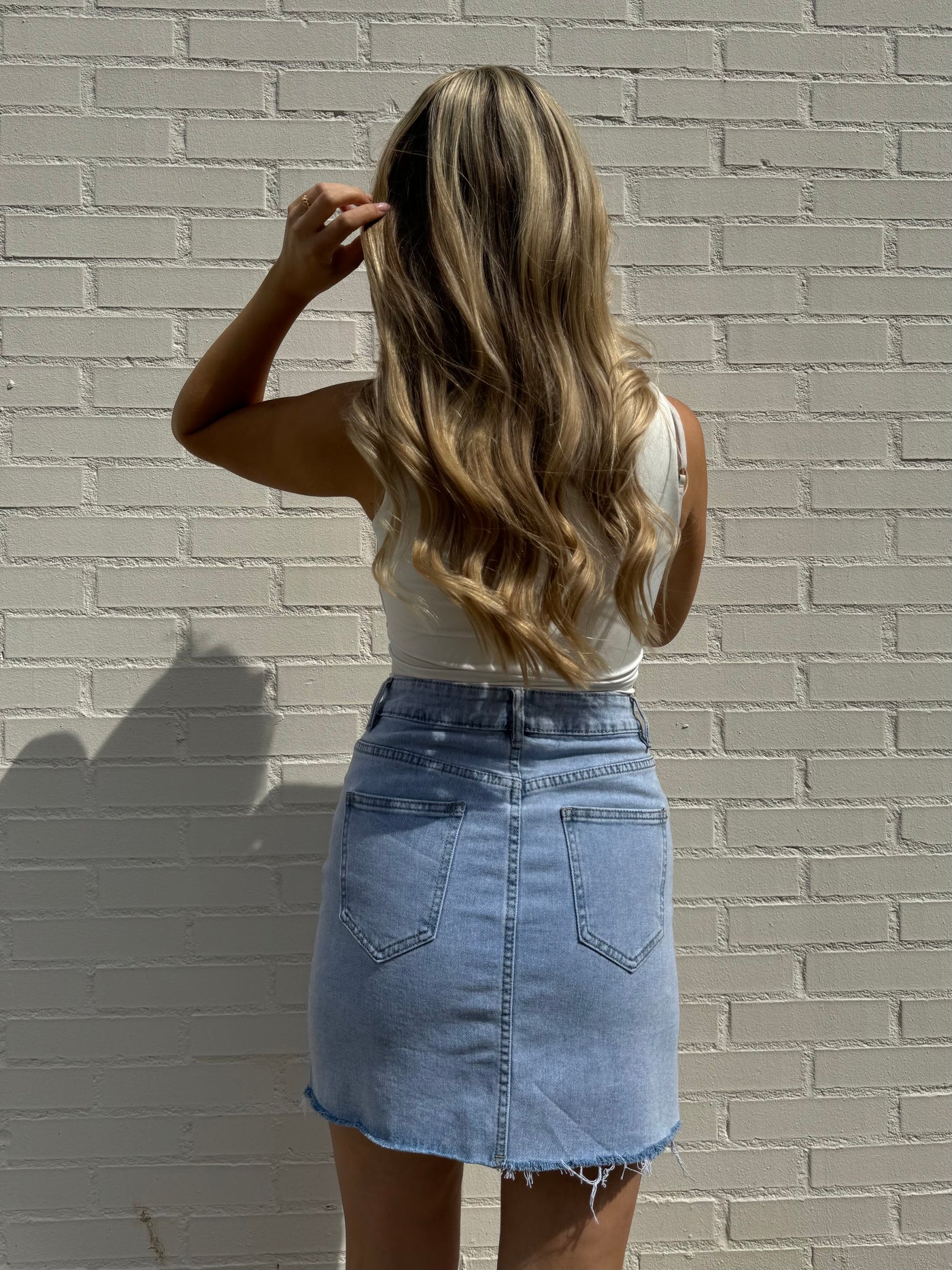 Madison denim nederdel lyseblå