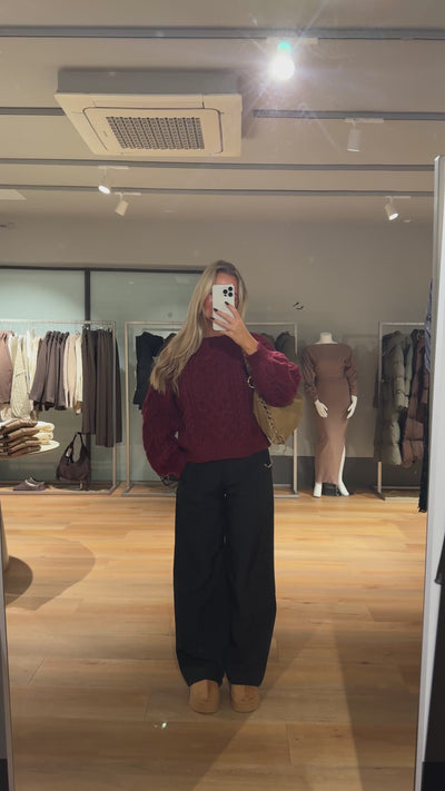 Helena striktrøje bordeaux