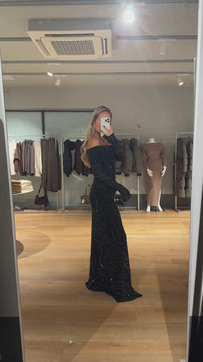 Nicole glitter kjole sort FORUDBESTILLING