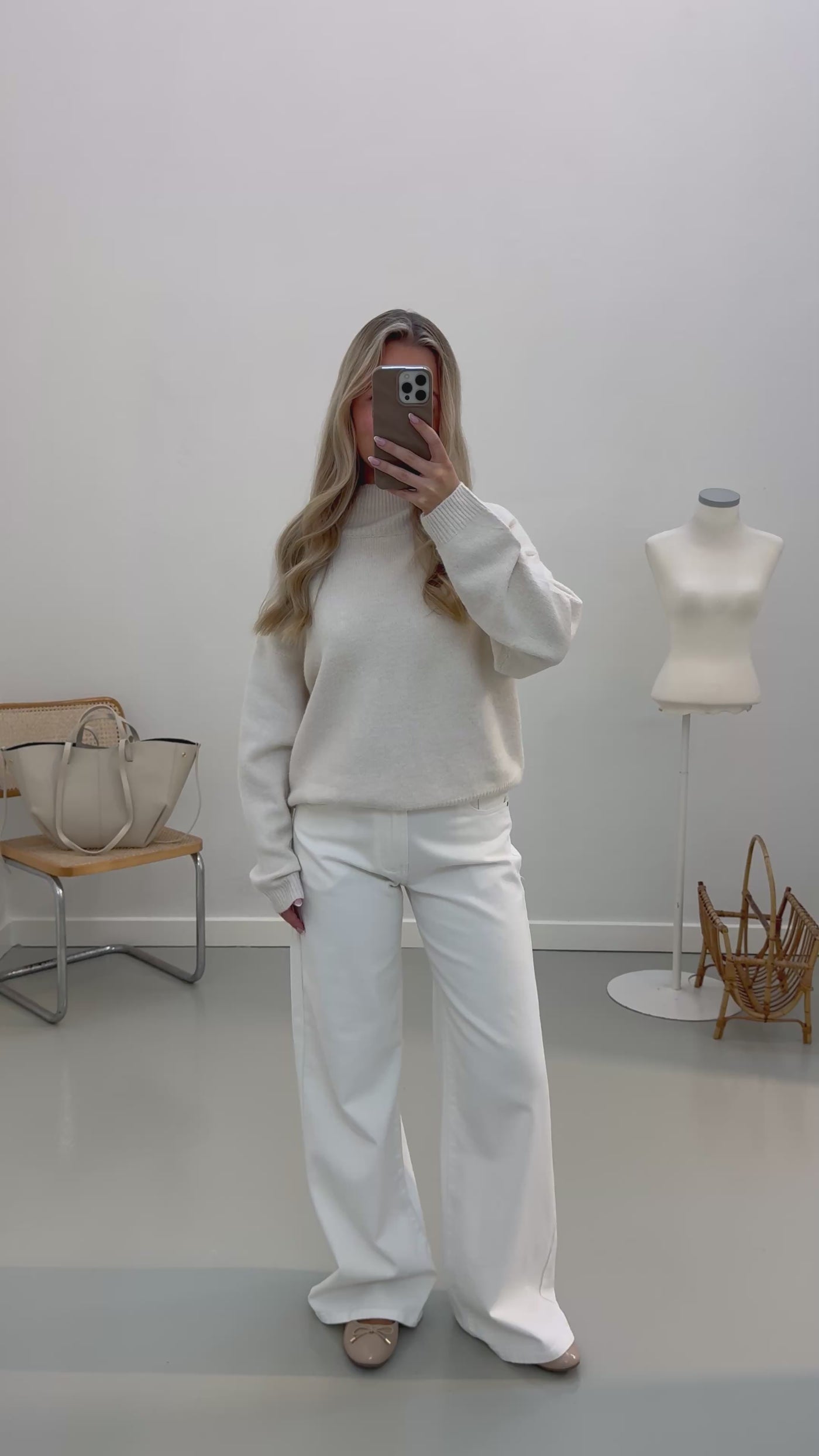 Michelle striktrøje beige