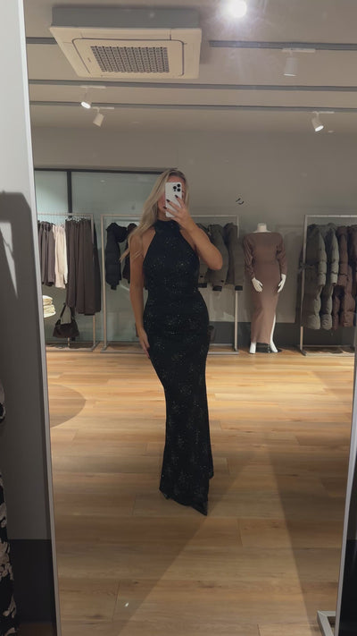 Silvia glimmer kjole sort FORUDBESTILLING