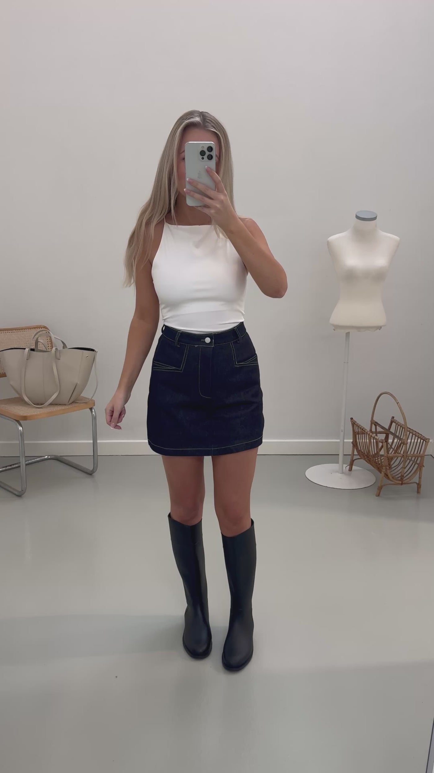 Thea denim skort